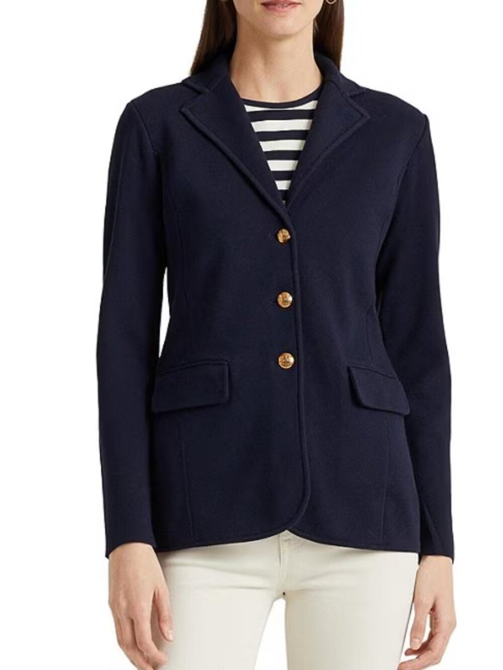 NWT Ralph Lauren Micro Knit Combed Cotton Blazer Navy Blue M - Picture 2 of 4